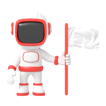 Astronaut mit Flagge  3D Illustration