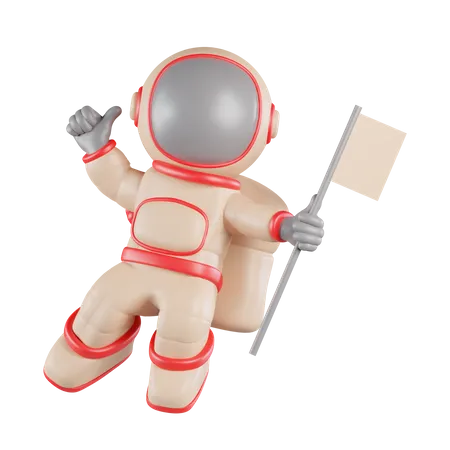 Astronaut mit Flagge  3D Icon