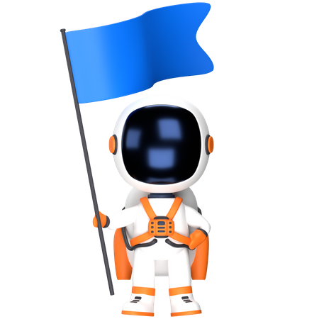 Astronaut mit Flagge  3D Illustration