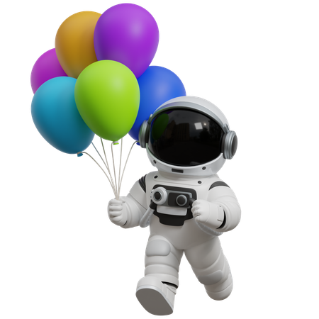 Astronaut der luftballons hält  3D Illustration