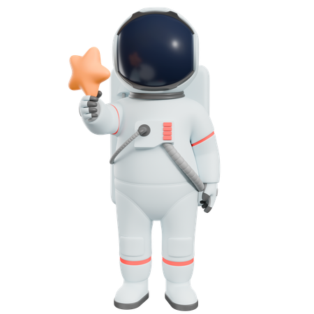 Astronaut hält Stern  3D Illustration