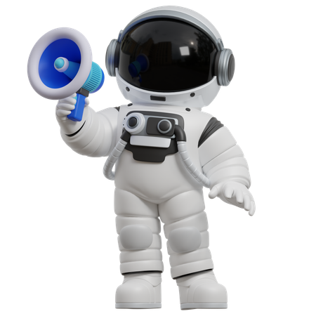 Astronaut Holding A Megaphone  3D Illustration