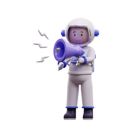 Astronaut Holding A Megaphone 3D Illustration