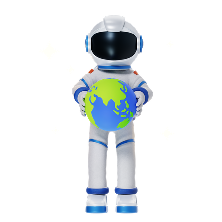 Astronaut holding Earth  3D Illustration