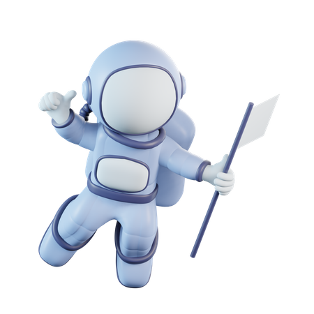 Astronaut Holding Flag  3D Icon