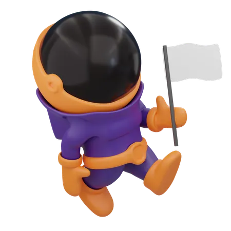 Astronaut Holding Flag  3D Icon