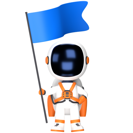 Astronaut holding flag  3D Illustration