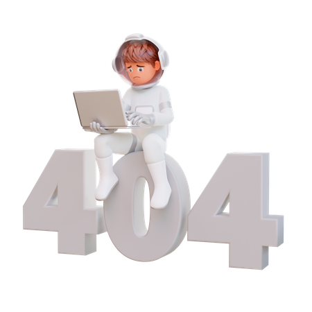 Astronaut Holding Laptop With 404 Error  3D Illustration