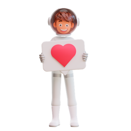 Astronaut Holding Love 3D Illustration