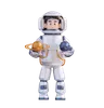 Astronaut holding moon and Saturn