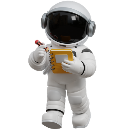 Astronaut Holding Notepad  3D Illustration