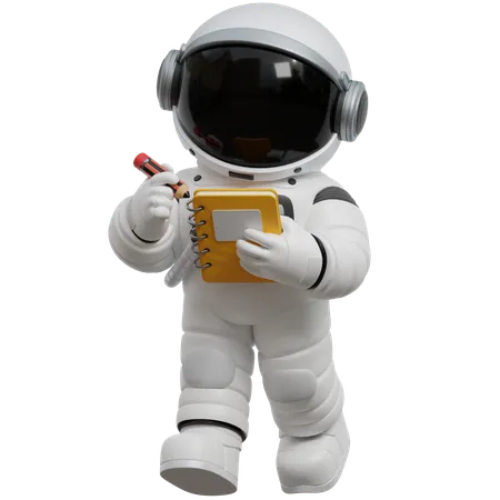 Astronaut Holding Notepad  3D Illustration