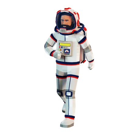 Astronaut im Raumanzug geht  3D Illustration