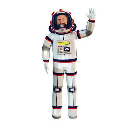 Astronaut in a spacesuit waving and smiling  3D Illustration