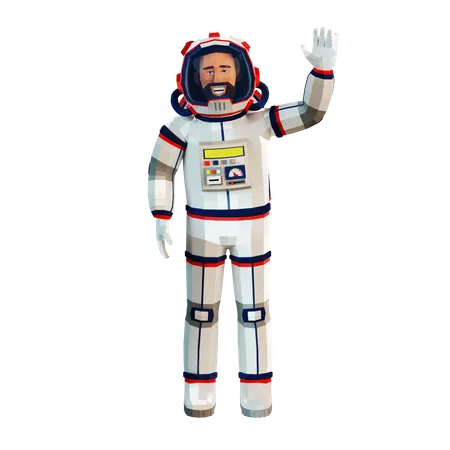 Astronaut in a spacesuit waving and smiling  3D Illustration