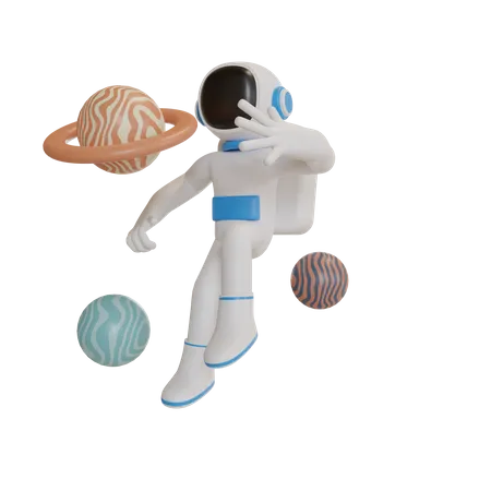 Astronaut in der Galaxie  3D Illustration