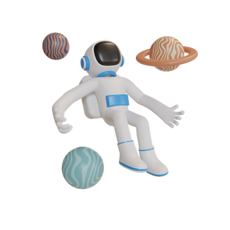 Astronaut in der Galaxie  3D Illustration