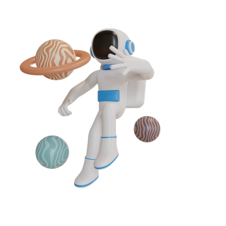 Astronaut in galaxy  3D Illustration