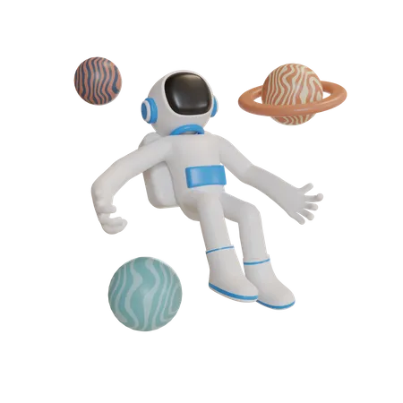 Astronaut in galaxy  3D Illustration