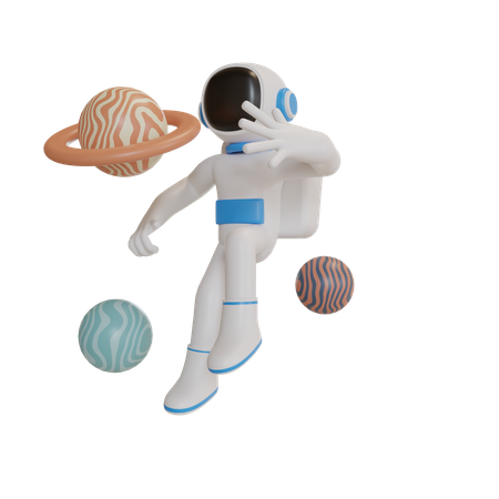 Astronaut in galaxy 3D Illustration