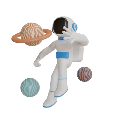 Astronaut in galaxy 3D Illustration