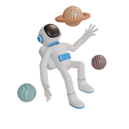 Astronaut in space  3D Illustration