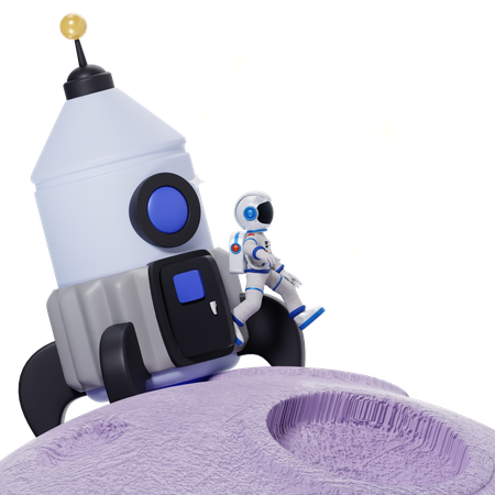 Astronaut in the Moon  3D Icon