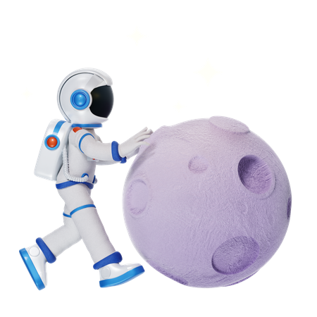 Astronaut in the Moon  3D Illustration