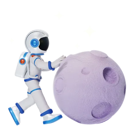 Astronaut in the Moon  3D Illustration