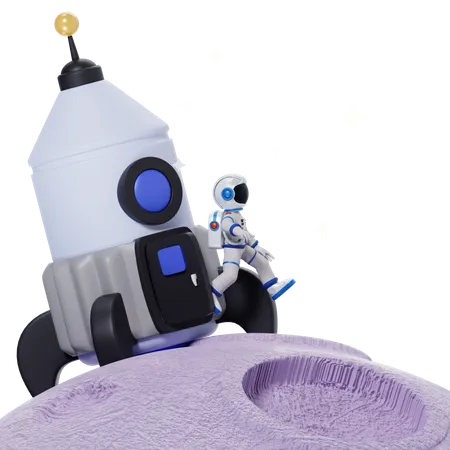 Astronaut in the Moon  3D Illustration