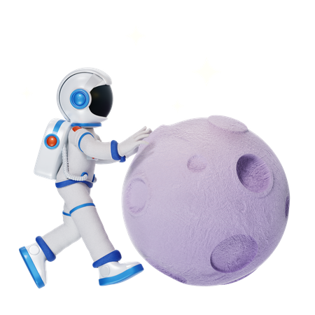 Astronaut in the Moon 3D Illustration