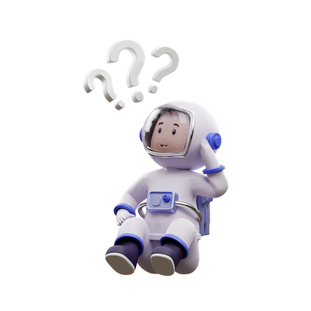 Astronaut Is Asking  3D Illustration