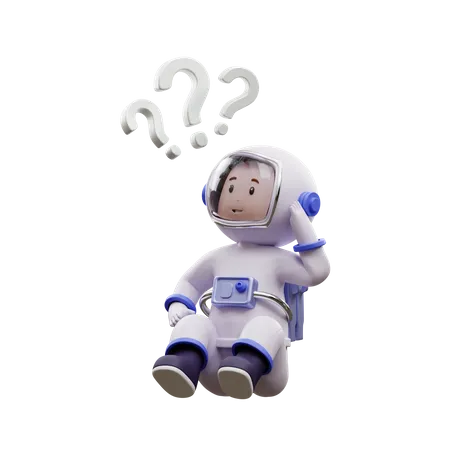 Astronaut Is Asking  3D Illustration