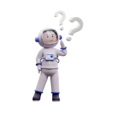 Astronaut Is Asking  3D Illustration