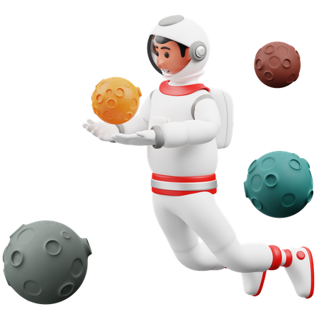 Astronaut Is Flying With Mars  3D Illustration