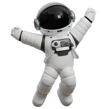 Astronaut Jumping Space  3D Illustration