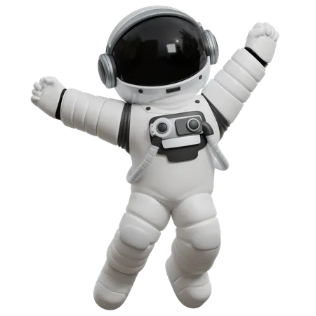 Astronaut Jumping Space  3D Illustration