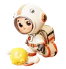 Astronaut Kicking Moon Like Soccer Ball