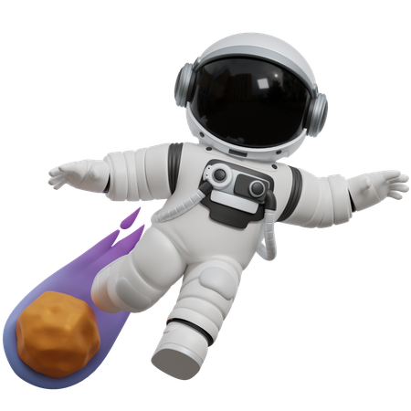 Astronaut Kicks A Meteor  3D Icon