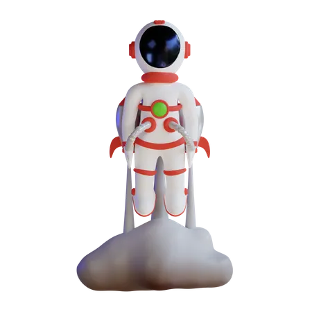 Astronaut Launching On Space  3D Illustration