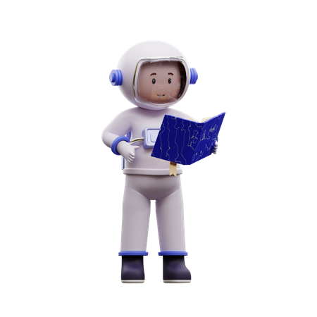 Astronaut liest ein Buch  3D Illustration