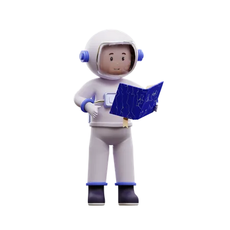 Astronaut liest ein Buch  3D Illustration