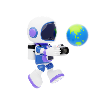 Astronaut fotografiert die Erde  3D Illustration
