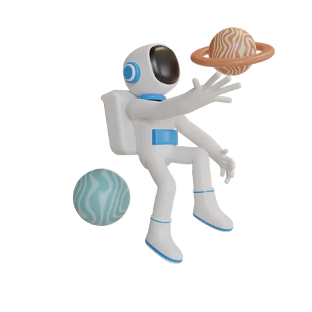 Astronaut macht Weltraumspaziergang  3D Illustration