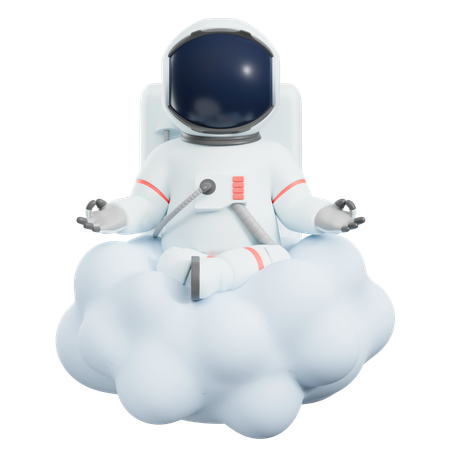 Astronaut meditiert auf einer Wolke  3D Illustration