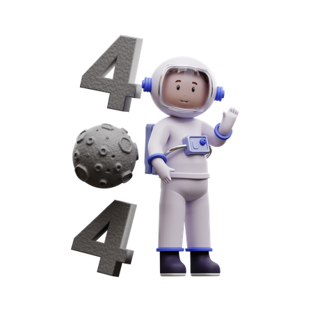 Astronaut mit 404-Fehler  3D Illustration