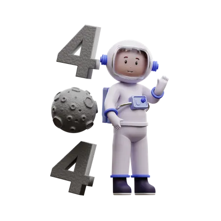 Astronaut mit 404-Fehler  3D Illustration