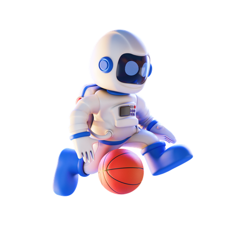 Astronaut mit Basketball  3D Illustration