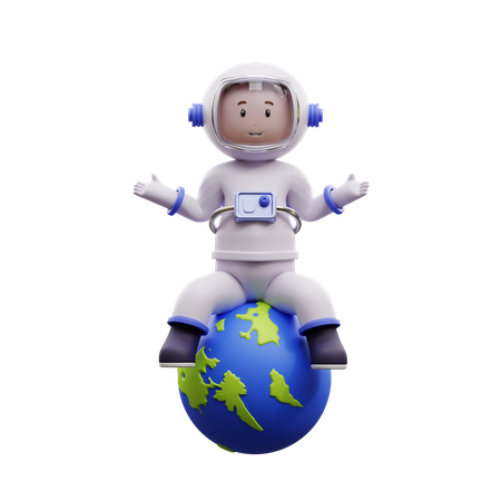 Astronaut mit Erde  3D Illustration
