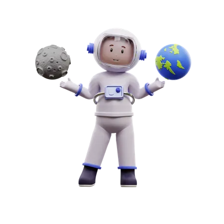 Astronaut mit Erde  3D Illustration